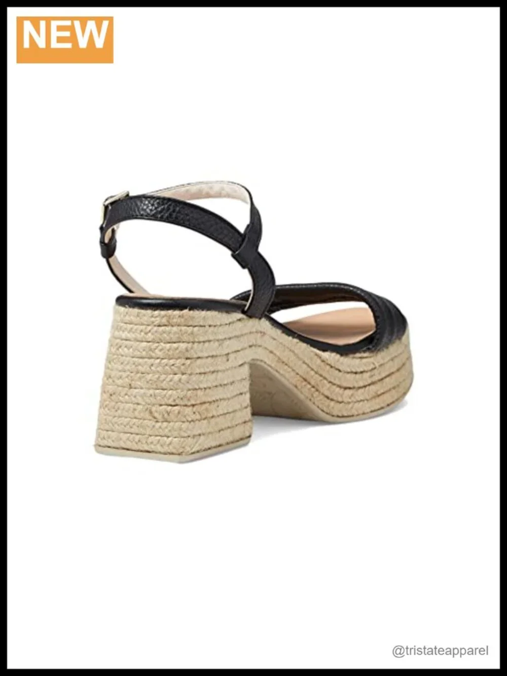 Leather Block Heel Sandals Adjustable Ankle Strap Jute Braid